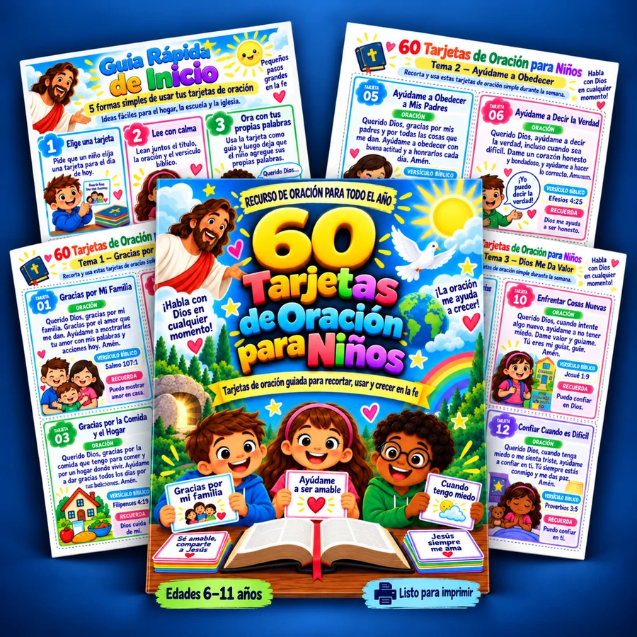 60 Tarjetas de Oración para Niños