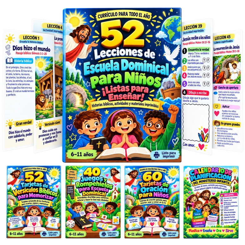 Colección de 52 Lecciones de Escuela Dominical para Niños