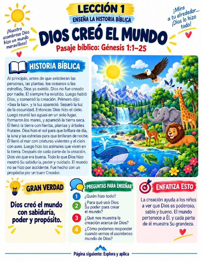Dios creó el mundo — historia bíblica